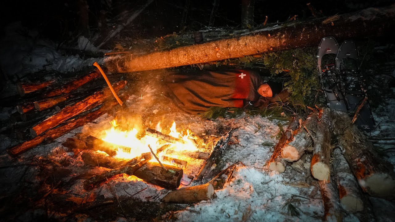 Survival Shelter in Deep Snow - Wool Blanket, Below Freezing img